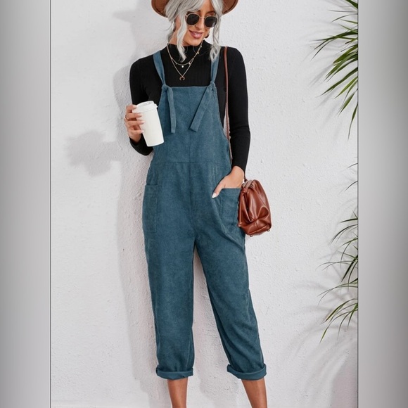 Slant Pockets Corduroy Overall Jumpsuit Without tee🍃 - Picture 2 of 6